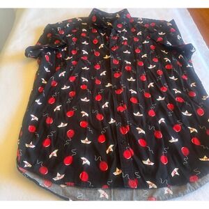IT Chapter Two Button Up Balloon Boat Mens XL Black Red Halloween Pennywise